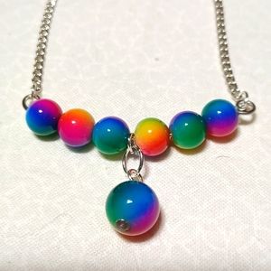 Rainbow stone handmade colorful silver purple green pink yellow orange blue red